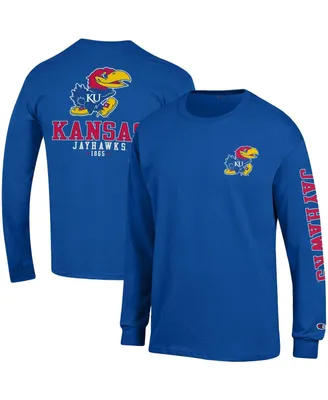 Men's Champion Royal Kansas Jayhawks Team Stack Long Sleeve T-shirt