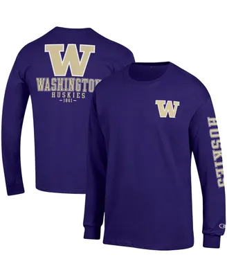 Men's Champion Purple Washington Huskies Team Stack Long Sleeve T-shirt