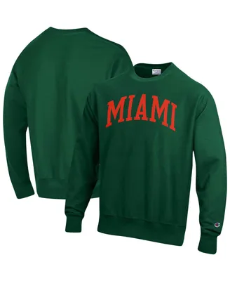 Men's Champion Green Miami Hurricanes Arch Reverse Weave Pullover Sweatshirt