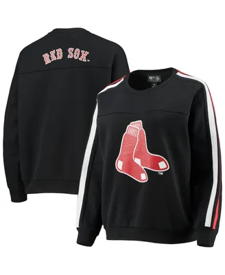 Women's Starter Navy/Red Boston Red Sox Baseline Raglan Historic Logo Pullover  Sweatshirt