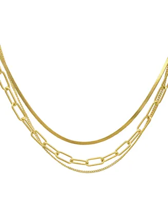 Adornia Paper Clip, Snake Chain and Curb Chain Necklace