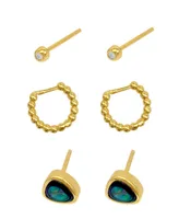 Adornia Hoop and Stud Earrings Set