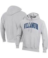 Men's Champion Heathered Gray Villanova Wildcats Team Arch Reverse Weave Pullover Hoodie