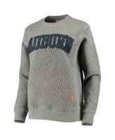 Women's Pressbox Heathered Gray Auburn Tigers Moose Applique Quilted Pullover Sweatshirt