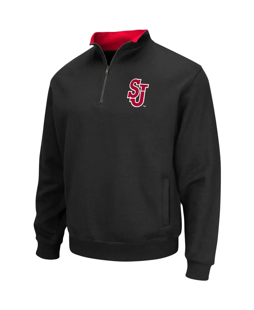 Men's Colosseum Black St. John's Red Storm Tortugas Logo Quarter-Zip Jacket