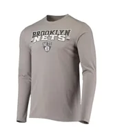 Men's Concepts Sport Black and Gray Brooklyn Nets Long Sleeve T-shirt Pants Sleep Set