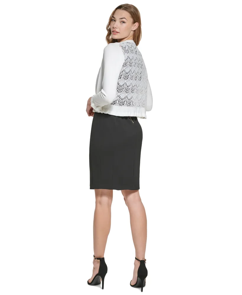 Dkny Lace-Back Open-Front Cardigan