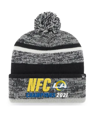 Men's '47 Brand Heathered Black Los Angeles Rams 2021 Nfc Champions Northward Cuffed Pom Knit Hat