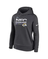 Women's Nike Anthracite Los Angeles Rams 2021 Nfc Champions Locker Room Trophy Collection Pullover Hoodie