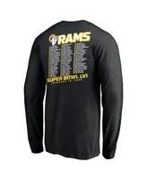 Men's Fanatics Black Los Angeles Rams Super Bowl Lvi Bound Tilted Roster Long Sleeve T-shirt