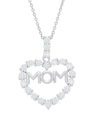 Macy's Women's Cubic Zirconia 'Mom' Heart Pendant Necklace