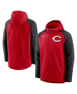 Men's Nike Red and Black Cincinnati Reds Authentic Collection Full-Zip Hoodie Performance Jacket