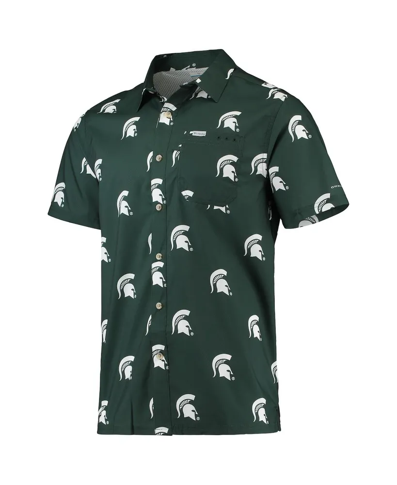 Men's Green Michigan State Spartans Super Slack Tide Omni-Shade Button-Up Shirt