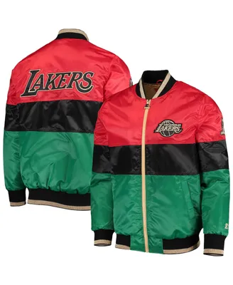 Men's Starter Red and Black Green Los Angeles Lakers History Month Nba 75th Anniversary Full-Zip Jacket