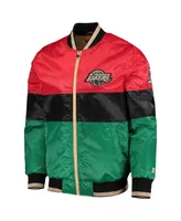 Men's Starter Red and Black Green Los Angeles Lakers History Month Nba 75th Anniversary Full-Zip Jacket