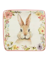 Certified International Easter Garden 6" Assorted Square Canape Plates, Set of 4