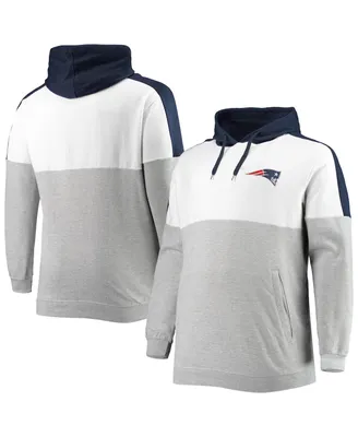 Men's Navy, Heather Gray New England Patriots Big and Tall Team Logo Pullover Hoodie