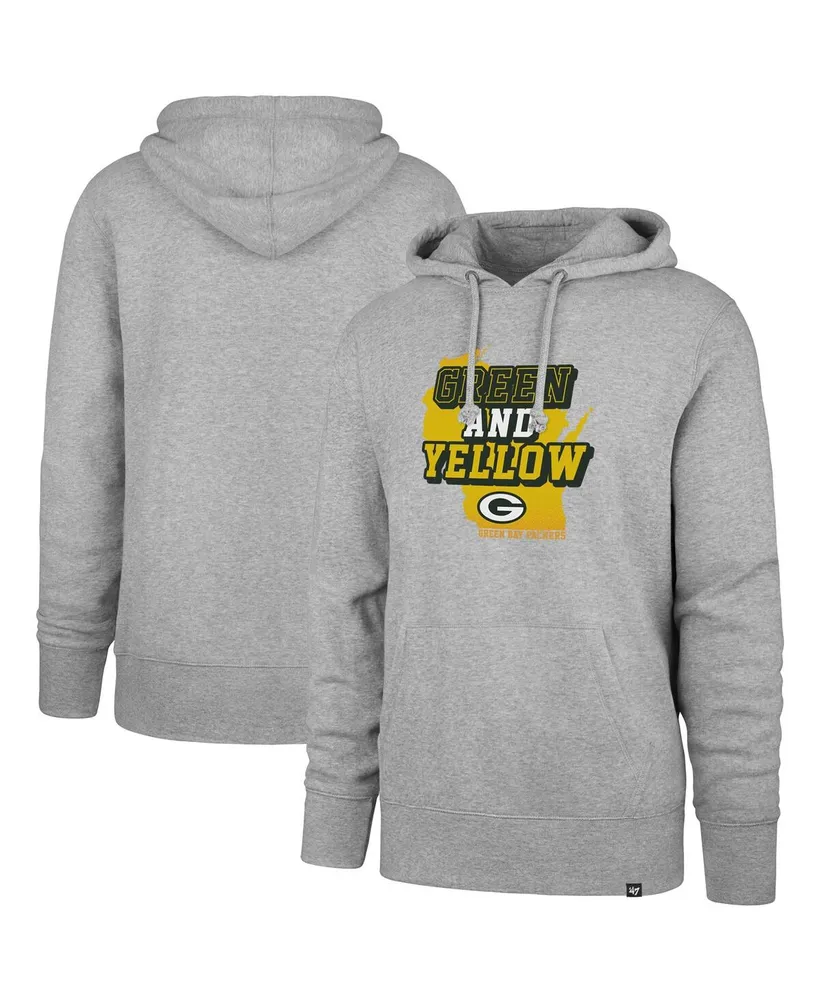 Men's '47 Heather Gray Green Bay Packers Team Headline Pullover Hoodie