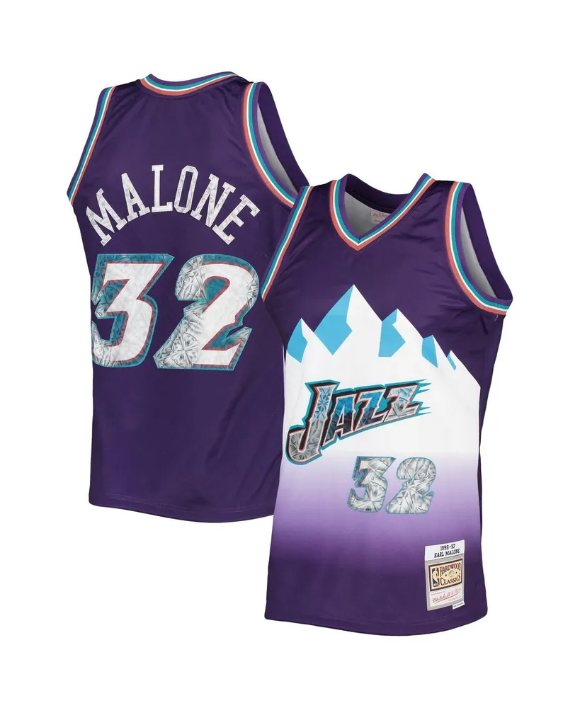 Men's Mitchell & Ness Karl Malone Purple Utah Jazz 1996-97 Hardwood Classics 75th Anniversary Diamond Swingman Jersey