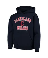 Big Boys Stitches Navy Cleveland Guardians Fleece Pullover Hoodie