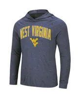 Men's Colosseum Heathered Navy West Virginia Mountaineers Big and Tall Wingman Raglan Hoodie T-shirt