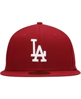 Men's New Era Cardinal Los Angeles Dodgers Logo White 59FIFTY Fitted Hat