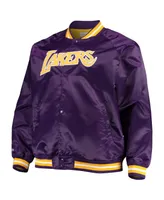 Men's Mitchell & Ness Los Angeles Lakers Big and Tall Hardwood Classics Raglan Satin Full-Snap Jacket