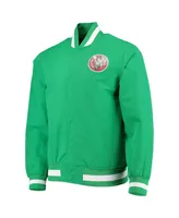 Men's Boston Celtics Kelly Green Mitchell & Ness Hardwood Classics 75th Anniversary Authentic Warmup Full-Snap Jacket