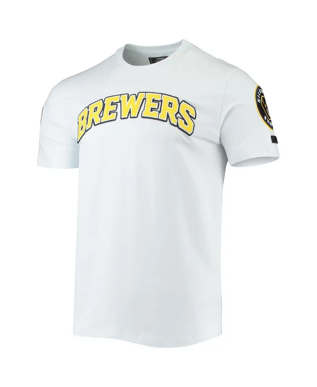 Men's Pro Standard Cream Milwaukee Brewers Cooperstown Collection Old  English T-Shirt