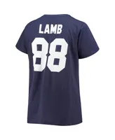 Women's Fanatics CeeDee Lamb Navy Dallas Cowboys Plus Name and Number V-Neck T-shirt