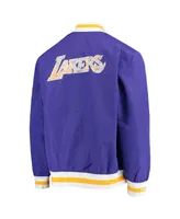 Men's Los Angeles Lakers Purple Mitchell & Ness Hardwood Classics 75th Anniversary Authentic Warmup Full-Snap Jacket