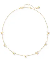 Kate Spade New York Gold-Tone Crystal Social Butterfly Station Necklace, 17" + 3" extender