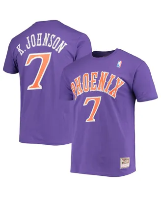 Men's Kevin Johnson Purple Phoenix Suns Hardwood Classics Stitch Name and Number T-shirt