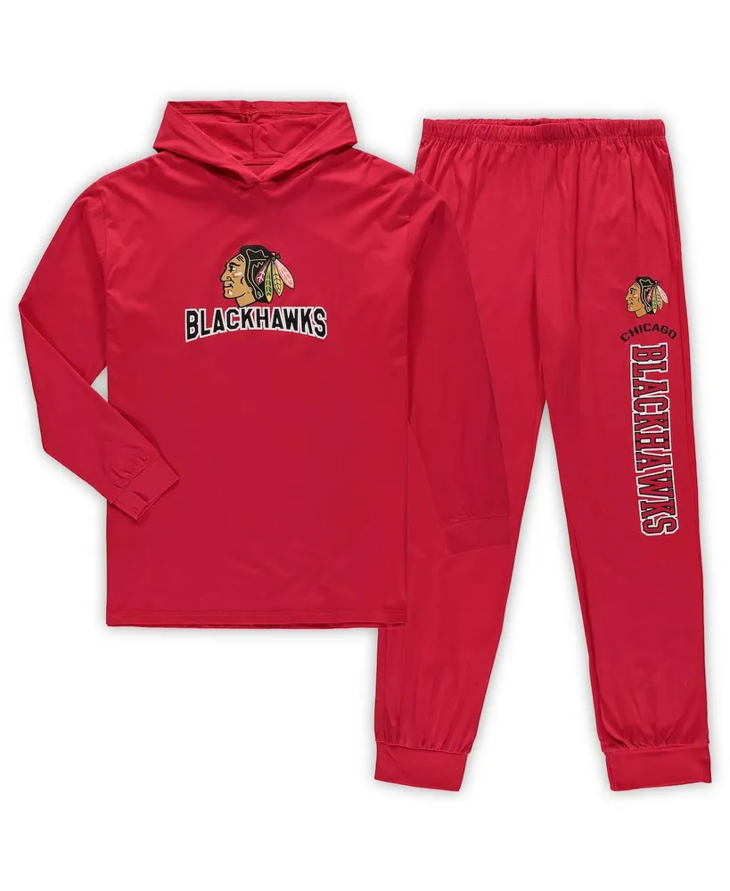 Men's Red Chicago Blackhawks Big and Tall Pullover Hoodie Joggers Sleep Set