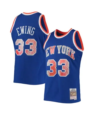 Men's Patrick Ewing Blue New York Knicks 1991-92 Hardwood Classics 75th Anniversary Diamond Swingman Jersey
