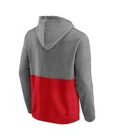 Men's Fanatics Heathered Gray, Red Washington Capitals Block Party Classic Arch Signature Pullover Hoodie