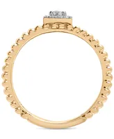 Wrapped Diamond Square Halo Double Band Beaded Ring (1/6 ct. t.w.) in 14k Gold, Created for Macy's