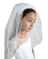 Us Angels Girls Beaded Imitation Pearl Headband with Veil