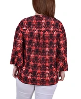 Ny Collection Plus Pleat Front Y-Neck Top