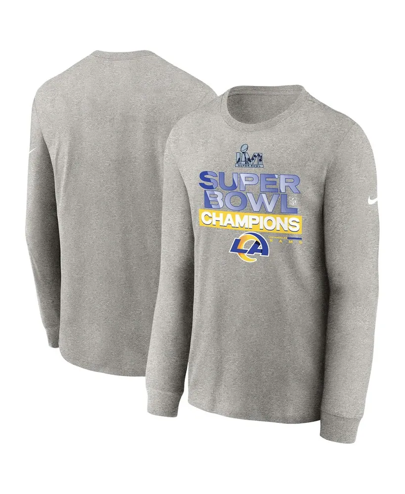 Big Boys Nike Heather Gray Los Angeles Rams Super Bowl Lvi Champions Locker Room Trophy Collection Long Sleeve T-shirt