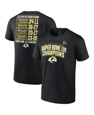 Men's Fanatics Black Los Angeles Rams Super Bowl Lvi Champions Schedule T-shirt