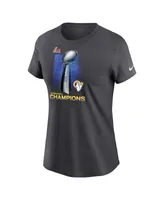 Women's Nike Anthracite Los Angeles Rams Super Bowl Lvi Champions Lombardi Trophy T-shirt