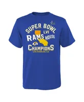 Preschool Girls and Boys Fanatics Royal Los Angeles Rams Super Bowl Lvi Champions Hard Count Hometown T-shirt