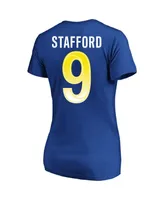 Women's Fanatics Matthew Stafford Royal Los Angeles Rams Super Bowl Lvi Plus Name Number V-Neck T-shirt