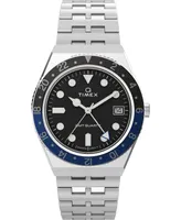 Timex Men's Q Gmt Stainless Steel Bracelet Watch 38mm - Silver