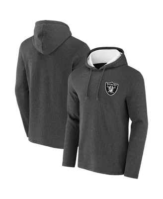 Men's Nfl x Darius Rucker Collection by Fanatics Heather Charcoal Las Vegas Raiders Waffle Knit Pullover Hoodie