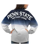 Women's Navy Penn State Nittany Lions Ombre Long Sleeve Dip-Dyed Spirit Jersey T-shirt
