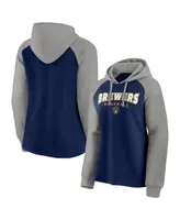 Women's Fanatics Navy, Gray Milwaukee Brewers Recharged Raglan Pullover Hoodie