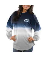 Women's Navy Penn State Nittany Lions Ombre Long Sleeve Dip-Dyed Spirit Jersey T-shirt