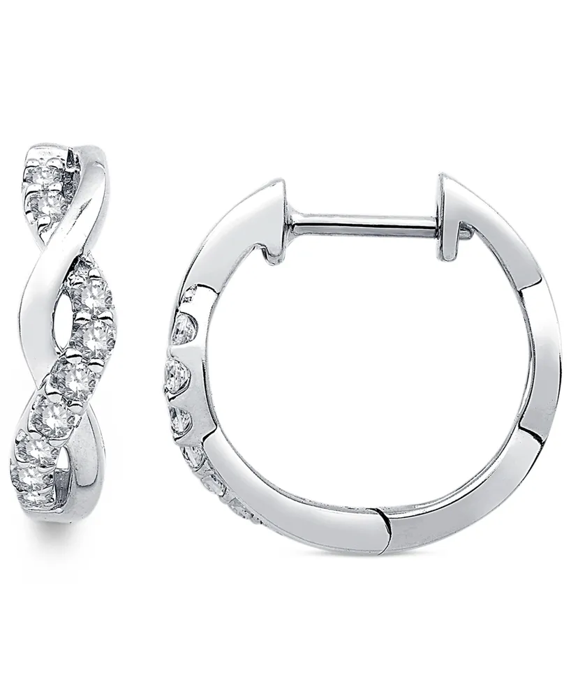 Diamond Twist Hoop Earrings (1/5 ct. t.w.) in 14k White Gold